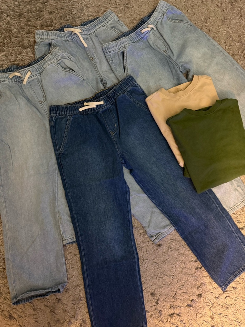 Cat & Jack Blue Elastic Waist straight leg Denim jeans 12 husky